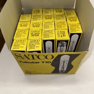 Lot Of 20 SATCO S3251 Tubular 25 Watt 120V Frosted Standard Base Light Bulb
